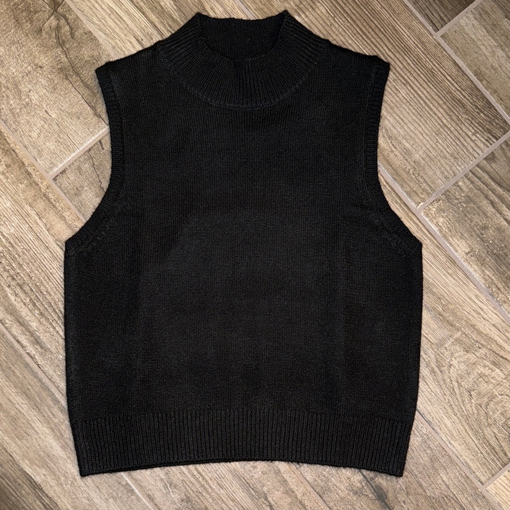 Classic Black Turtleneck Sweater Vest for Women